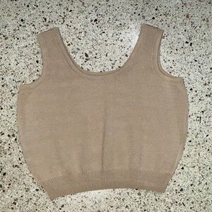 St John Basics Marie Gray tan nude knit tank medium m